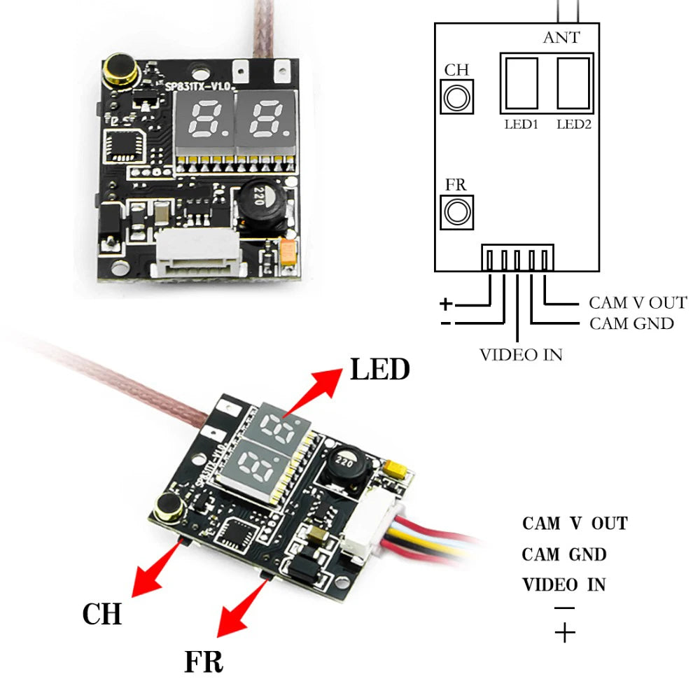 AKK CA20 Camera 600TVL Sony Super Had II CCD high picture/CA40 700TVL K31P AV FPV Transmitter for FPV Quadcopter 13 AKK CA20 Camera, 40 channels: Cover A, b, E, F, r bands, Small size