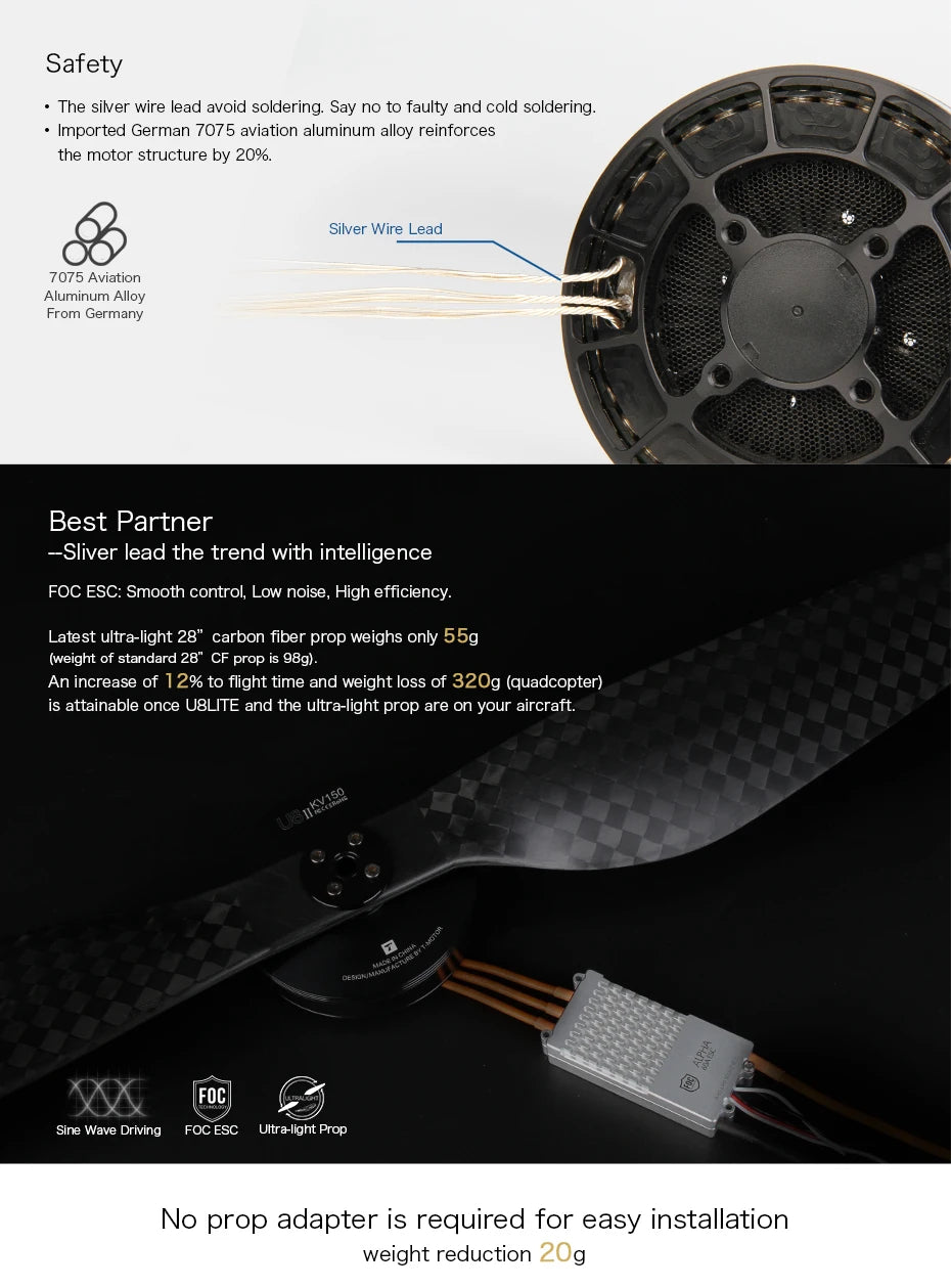 T-motor, latest ultra-light 28" carbon fiber prop weighs only (weight of standard 28" 