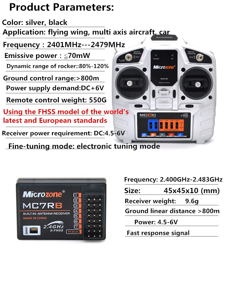 Microzone Receiver weight: 9.6g MC7RB OUILTN AN