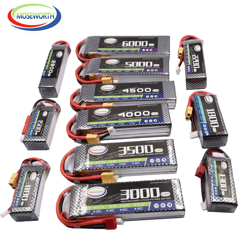 MOSEWORTH 3S 11.1V FPV Battery - 1300 1800 2200 3300 4200 4500 5200 6000mAh 30C 40C 60C Nano RC Toys LiPo Battery RC Airplane Drone Helicopter