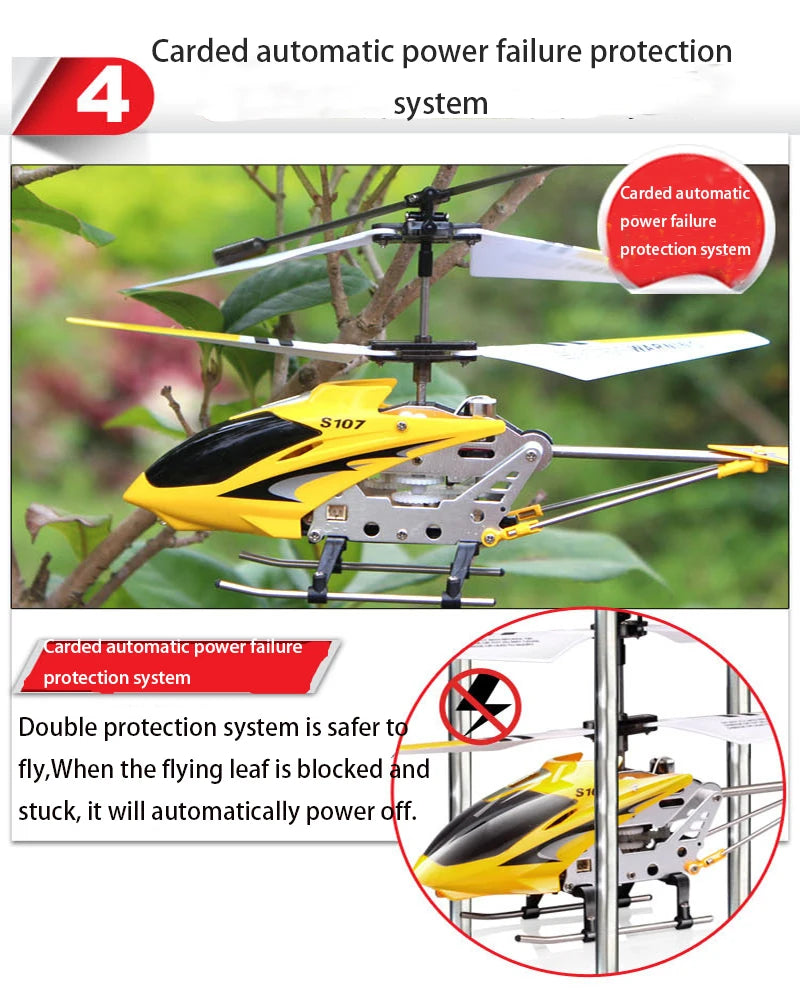 Syma S107G Rc Helicopter - 3 channel remote control helicopter anti-collision anti-drop equipped with gyro alloy aircraft 16 Syma S107G Rc Helicopter, carded automatic power fallure protection system is safer to fly . When the flying leaf