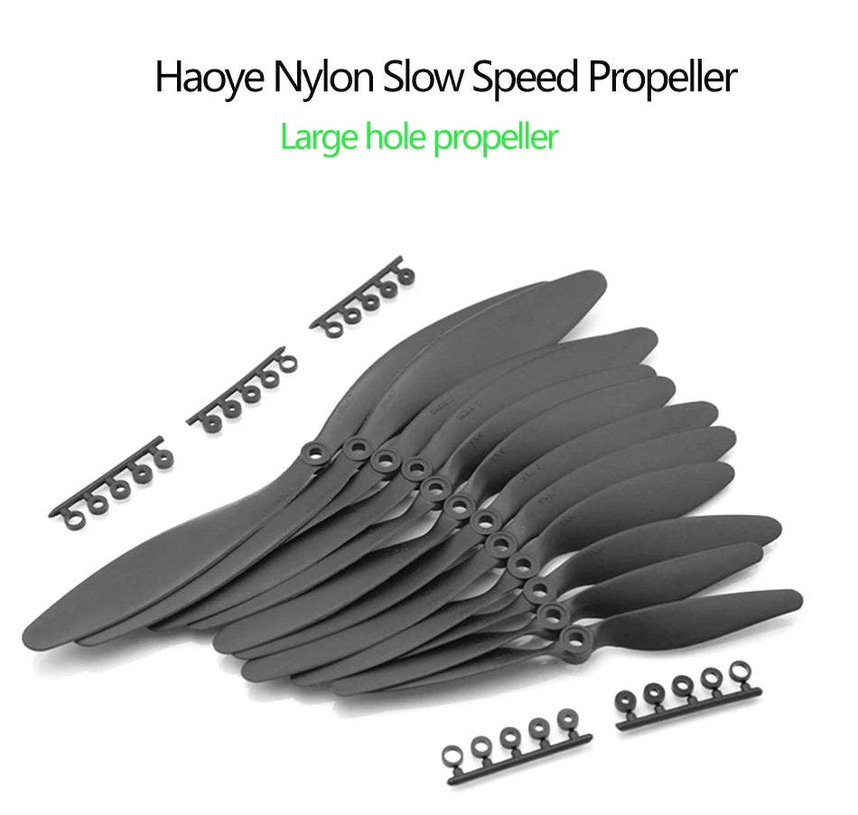 10PCS High-Efficiency Slow Speed Propeller, Haoye Nylon Slow Speed Propeller Large hole propeller 56656 766