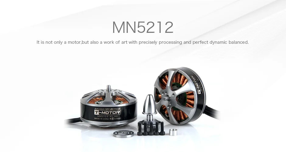 T-MOTOR MN5212 KV420 Brushless Motor 4.4KG Thrust for UAV drones quadcopter match 18 inch propeller 8 T-MOTOR, MN5212 It is not only motor but also work of art with precisely processing and perfect