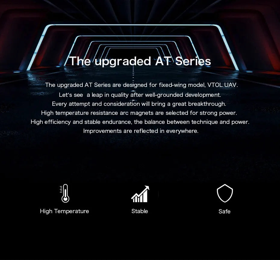 T-MOTOR AT3530 Long Shaft Motor - KV580 4.8KG Thrust brushless motor for long range drones fixed wing uav for defence Airplane Motor 7 T-MOTOR, the upgraded AT Series are designed for fixed-wing model; VTOL UAV .