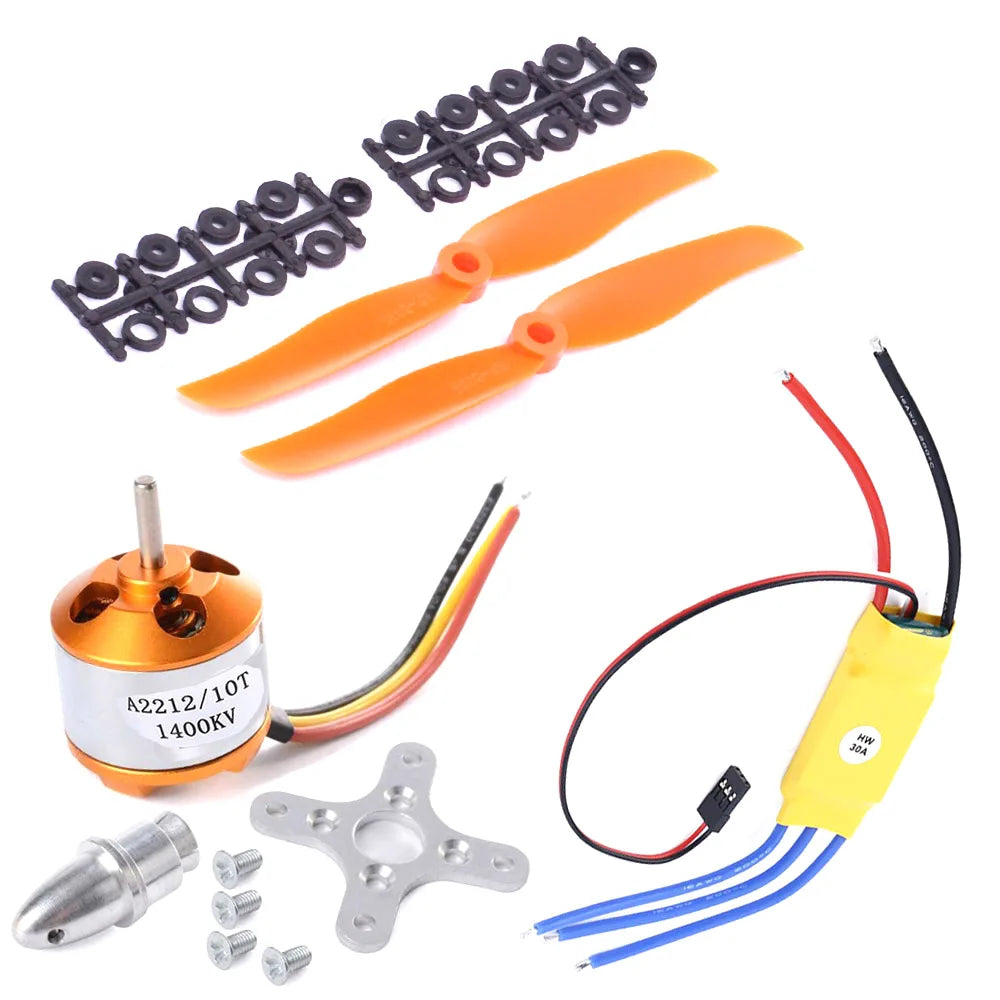 XXD A2212 2212 1400KV Brushless Motor 30A ESC Mount 8060 Propellers for RC Fixed Wing Plane Helicopter 13 motor size: 27.5 * 27mm / 1.1 * 1.1in Shaft diameter