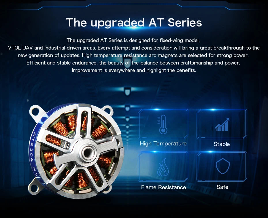 T-MOTOR AT2304 Short Shaft Motor - KV1500/1800/2300 BRUSHLESS MOTOR Thrust 544g for F3P racing fixed wing rc drone 7 T-MOTOR, the upgraded AT Series is designed for fixed-wing model;, VTOL UAV and