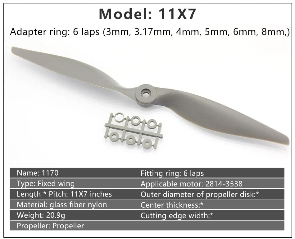 2/4PCS Gemfan Apc Nylon Propeller, 1170 Fitting ring: 6 laps (3mm, 3.17mm, 4mm