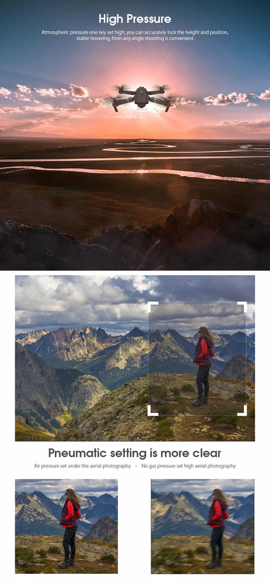 Eachine E58 Drone - Wide Angle HD 1080P/720P/480P Camera WIFI FPV Hight Hold Mode Foldable Arm RC Quadcopter Drone X Pro RTF Dron 25 Eachine E58 Drone, high pressure atmospheric pressure one key set high,you can accurately lock the