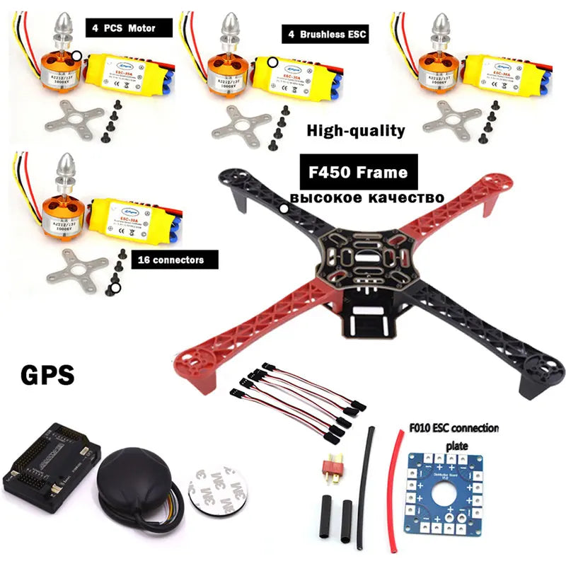 Frame F450 Qav250 Quadcopter Frame Kit - APM2.6 F4 and GPS 2212 2208 HP 30A 1045 prop ~ fpv drone kit F4P01 drone quadrocopter 22 Frame F450 Qav250 Quadcopter Frame Kit, PCS Motor Brushless ESC High-quality F450 Frame Bblcokoe