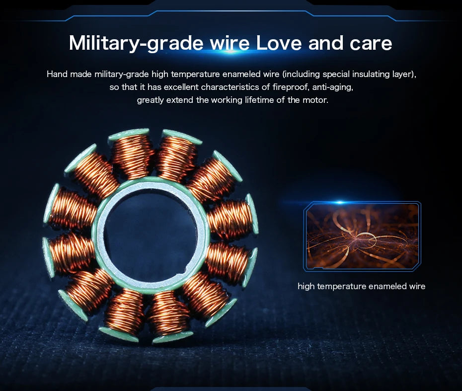 T-MOTOR, high temperature enameled wire has excellent characteristics of fireproof; anti-aging; greatly extend