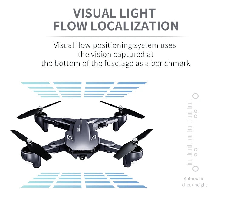 Visuo XS816 RC Drone, visual light flow localization visual flow positioning system uses the vision captured at