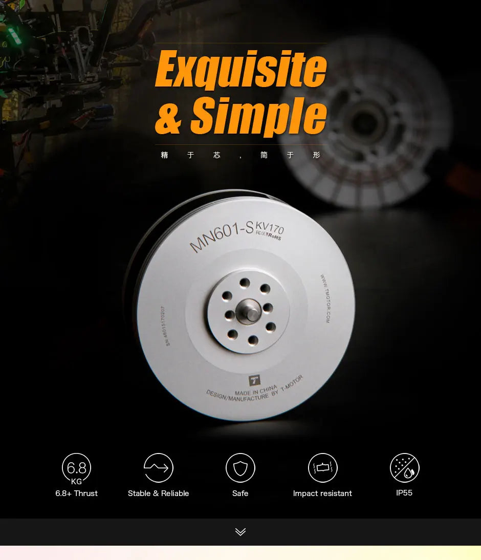 2Pcs/Set T-motor MN601-S KV320 Brushless Motor Max 6.8KG+ Thrust For Aircraft Multirotor Copters RC Drones 7 2Pcs/Set T-motor, MANAPALNRE 6.8 KG 6.8+ Thrust Stable & Re