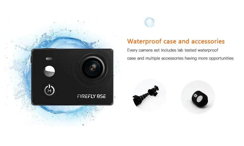Hawkeye Firefly 8SE Action Camera, Camera set includes lab tested waterproof case and multiple accessories having more opportunities FIREFLY 8SE