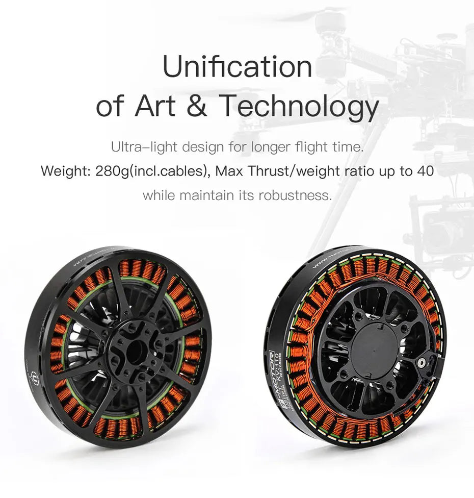 T-motor, Art & Technology Ultra-light design for longer flight time . Max Thrust/weight
