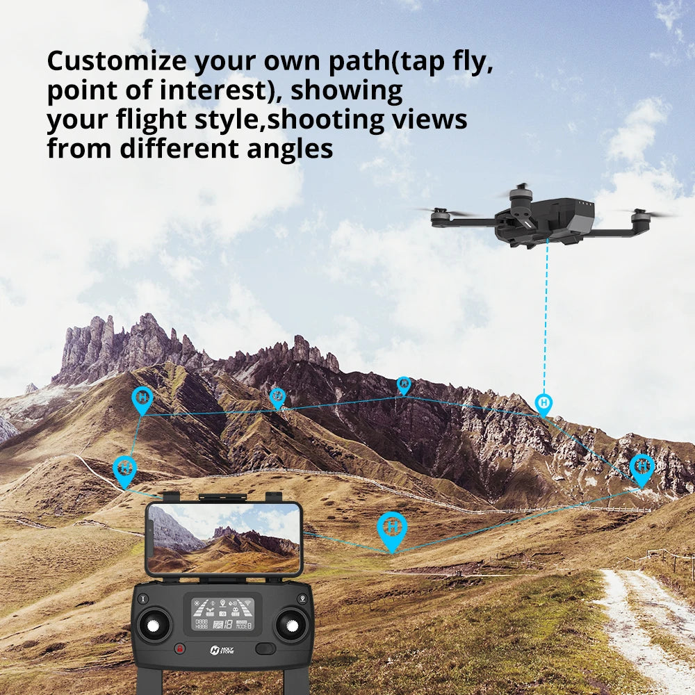 Holy Stone HS720E Upgraded 4K HD Drone, Customize your own path(tap fly, point of interest), showing your flight style,sho