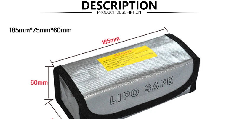Yowoo Lipo Bag, PRODUCT DESCRIPTION 185mm*75mm*60mm 60mmi