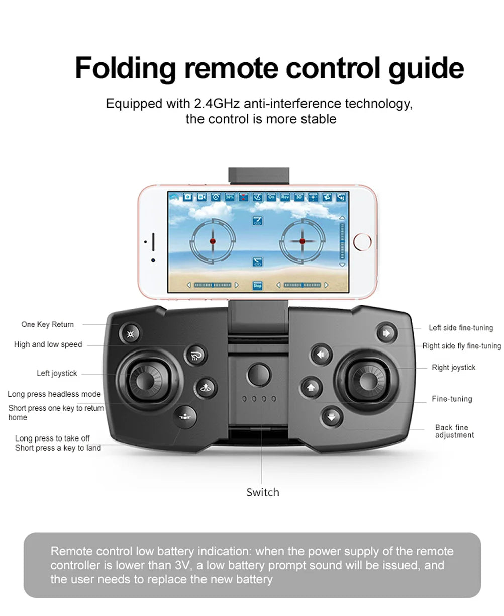 E59 Drone, land switch remote control equipped with 2.4ghz anti-inter