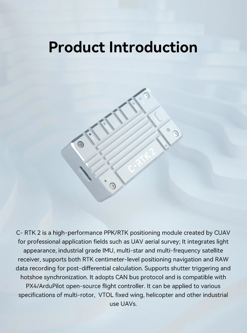 C- RTK 2 is a high-performance positioning module created by CUAV 