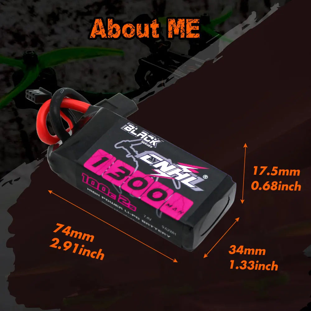 CNHL RC 2S 4S 5S 6S Lipo Battery for FPV Drone, ME 17.5mm 0.68inch 34mm 1.33inch BiAEK 7300 ZE