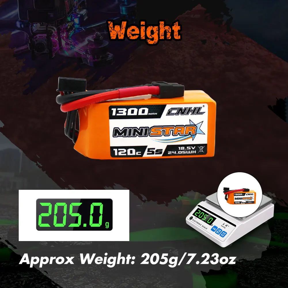 CNHL RC 2S 4S 5S 6S Lipo Battery for FPV Drone, Weight 1300- Waak ENHL MINDSu.w J.5v 1202