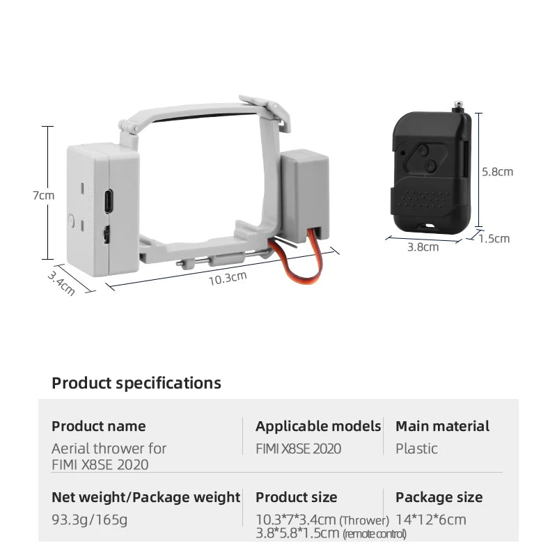 Airdrop System for DJI Mavic 3/2 Pro Zoom AIR 2 Mini 2/Mini 3 Drone Fishing Bait Wedding Ring Gift Deliver Life Rescue Thrower 62 3.8*5.8*1.Scm (remoiecontol AA