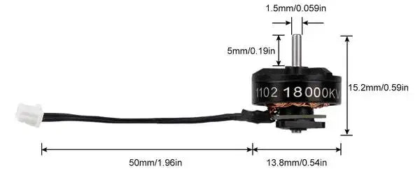 BETAFPV 1102 Motor - 18000KV with 37mm 50mm Cable Brushless Motors with M1.4*4 Screws 10 BETAFPV 1102 Motor, the 1102 18000KV motor have 2 versions with different cable length . it can