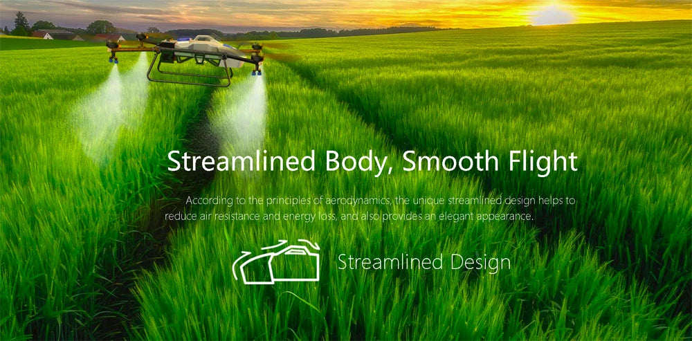 Sense R10 10L Professional Agriculture Drone, unique streamlined design helps to reduce air resistance and energy . streamlined body, smooth flight