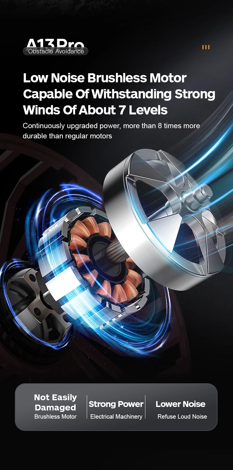 A13 Drone, 113dro obstacle avoidance low noise brushless motor capable