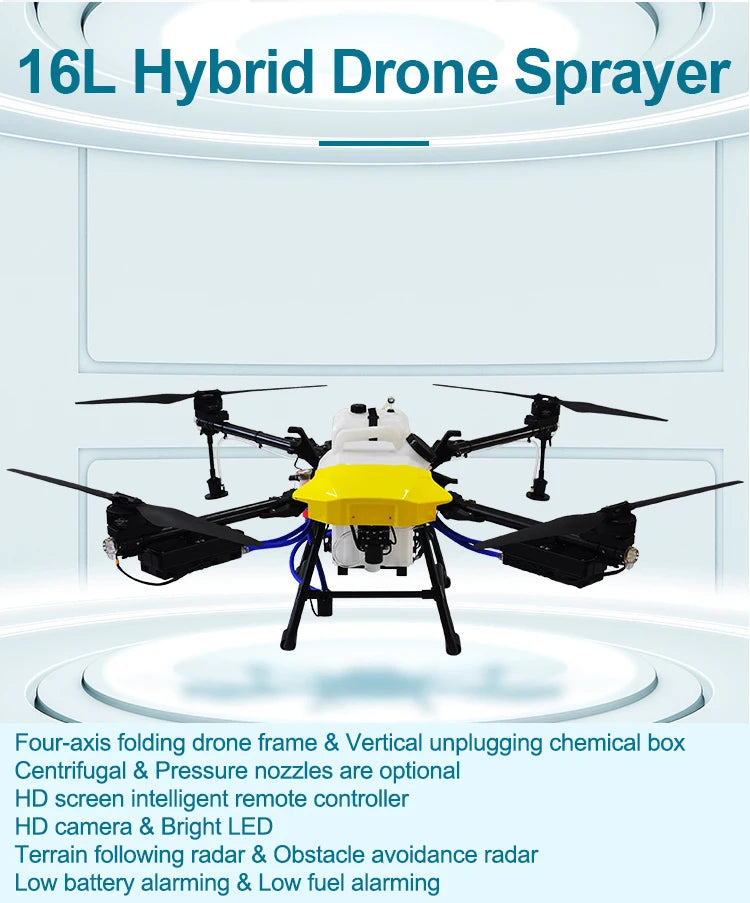 16L Hybrid Drone Sprayer Four-axis folding drone frame & Vertical