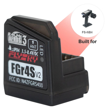 Flysky FGR4S V2 Receiver - AFHDS Single-Antenna Bidirectional PWM /PPM / IBUS Output Receiver for Flysky NB4 PL18 RC Transmitter