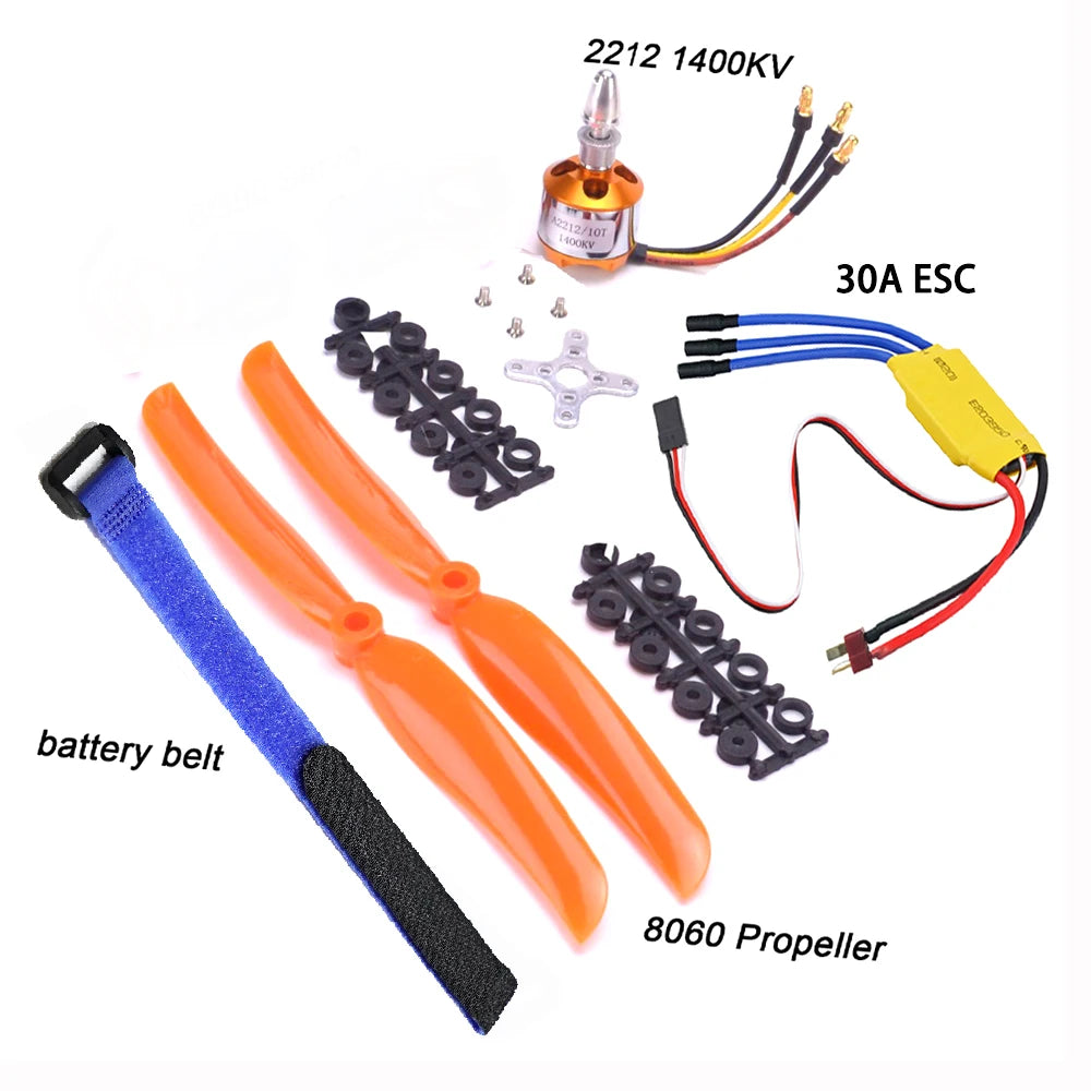 XXD A2212 2212 1400KV Brushless Motor 30A ESC Motor SG90 9G Micro Servo 8060 Propeller Set for RC Fixed Wing Plane 19 only weighs 9 gram and gives you a 1.5 kg/cm torque