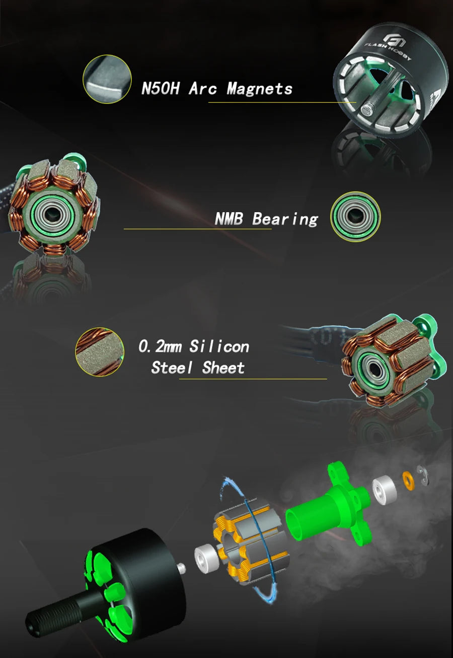 Flashhobby Arthur Series A1506 3100KV 3-6S / 4300KV 3-4S Racing Edition Brushless Motor for RC FPV Racing Drone RC Parts 11 A1506 aluminum brushless motor KV: 3100KV/4300KV Configur