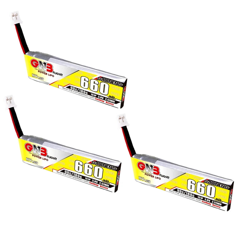 3Pcs Gaoneng GNB 1S/2S/3S/4S/6S HV Lipo Battery 660mAh 90C 180C Lipo Drone Battery