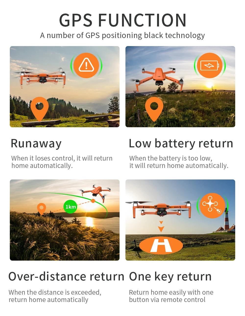 2023 New GPS Drone 4k Profesional 8K HD Camera 2-Axis Gimbal Anti-Shake Aerial Photography Brushless Foldable Quadcopter 1.2KM 1200M Professional Camera Drone 33 2023 New GPS Drone, low battery return When battery is too low, return home automatically .