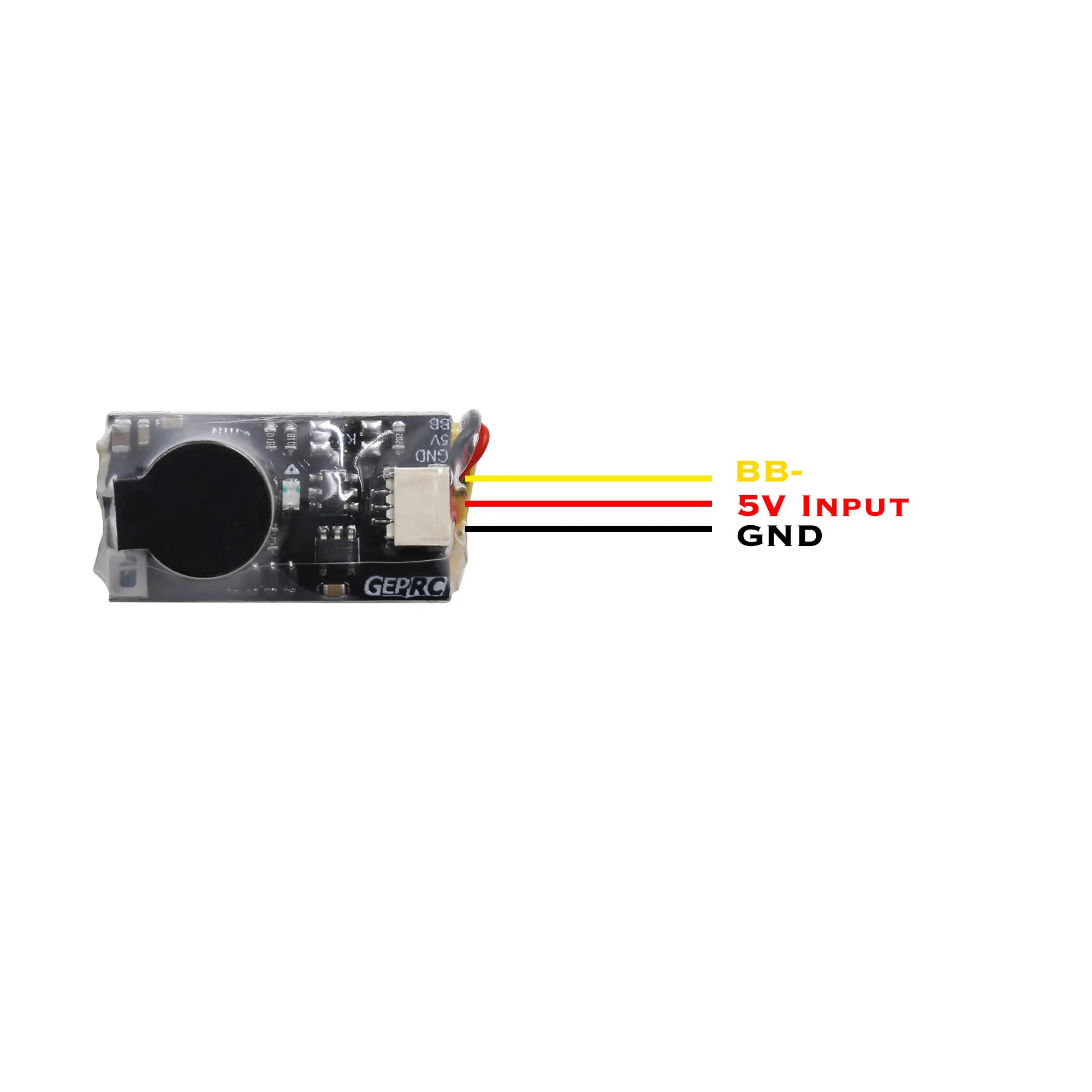 GEPRC Super Buzzer, connect to the buzzer signal line of the flight controller and it will work.