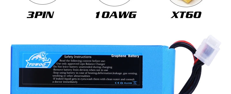 2PCS Yowoo Graphene Battery, econl apntot Lipo Dmeluer Do Not ka