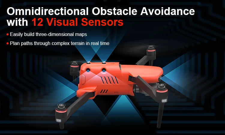 Autel evo II pro, Omnidirectional Obstacle Avoidance with 12 Visual Sensors Easily build three-dimensional maps