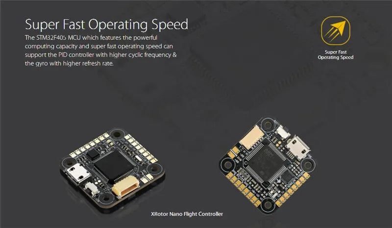 Hobbywing Nano F4 With OSD, SIM32F403 MCU features the powerful computing capacity and super fast operating speed .