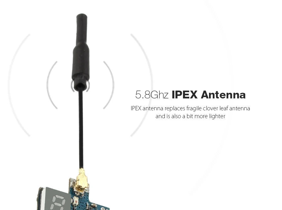 AKK VX171 VTX, 5.8Ghz IPEX Antenna replaces fragile clover leaf antenna