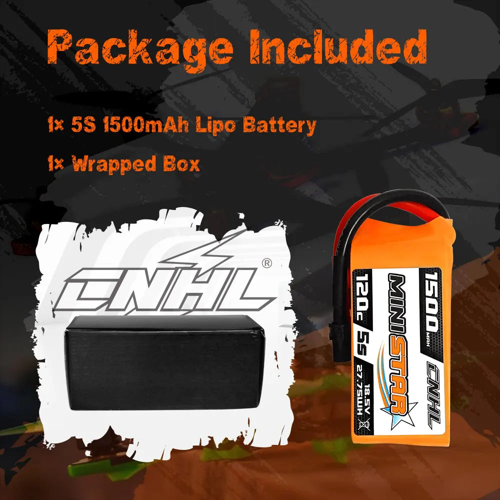 CNHL 5S 18.5V 1500mAh lipo battery designed for FPV drone