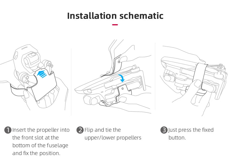 installation schematic Insert the propeller into 2Flip and tie the Just press the fixed the front