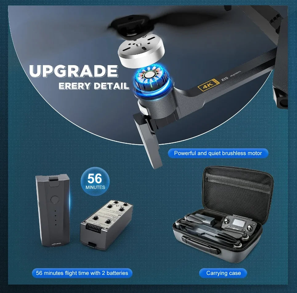 FLYHAL FX1 Drone - 5G WIFI GPS 3-axis Gimbal 50x 4K HD EIS Camera 28mins Flight Time Professional Camera Drone 12 FLYHAL FX1 Drone, ERERY DETAIL Powerful and quiet brushless motor 56 MINUTES