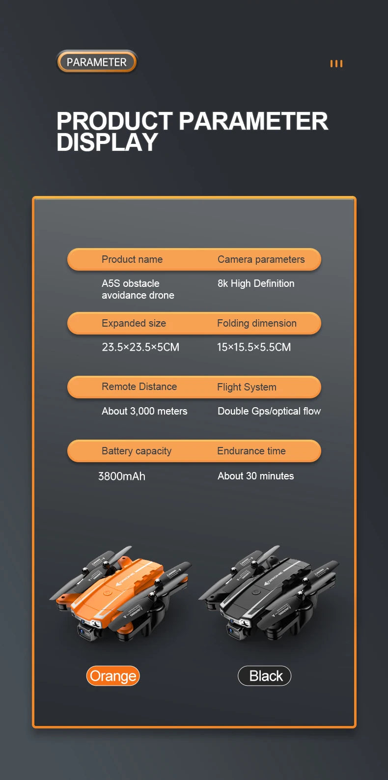 A5S Drone, gpsloptical flow battery capacity 380om