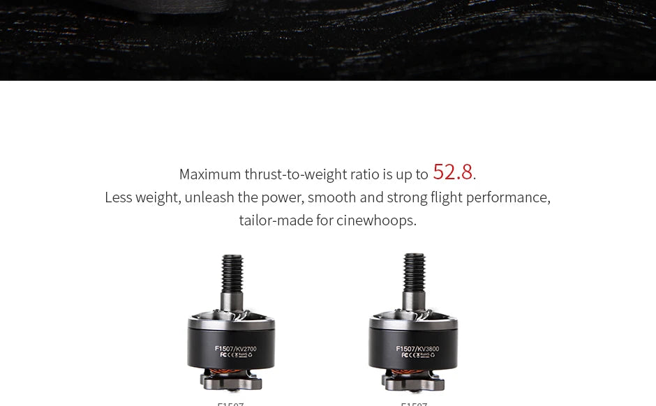 T-Motor F1507 1507 2700KV 3-6S / 3800KV 3-4S Brushless Motor for Cinewhoop RC Drone FPV Racing CineWhoop BetaFPV 19 T-Motor, maximum thrust-to-weight ratio is up to 52.8 . Fnn Ene
