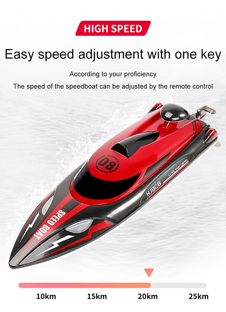 HJ808 RC Boat, speedboat can be adjusted by the remote control 10km 1Skm 20km 25km key