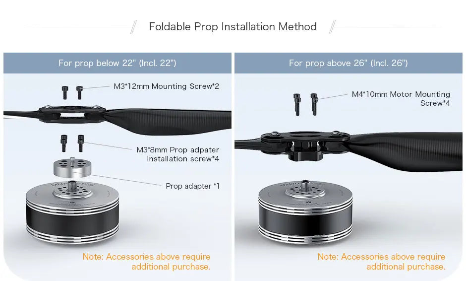 2Pcs/Set T-motor MN701-S KV135 KV280 Brushless Motor IP55 9.4KG+ Thrust For Multirotor Quadcopter UAV Aircraft RC Drone 14 2Pcs/Set T-motor, Foldable Prop Installation Method For prop below 22" (Incl: 22") For prop