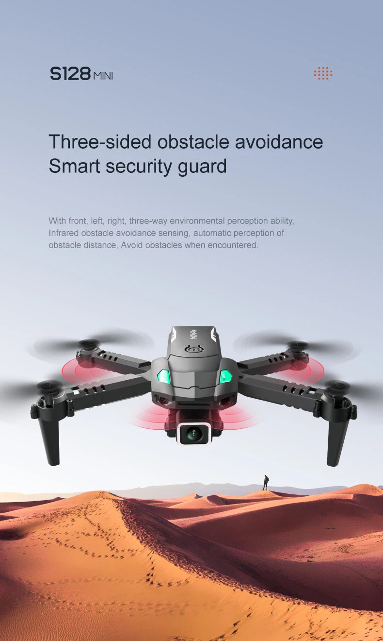 S128 Drone, s128mini smart security guard with three-sided obstacle avoid