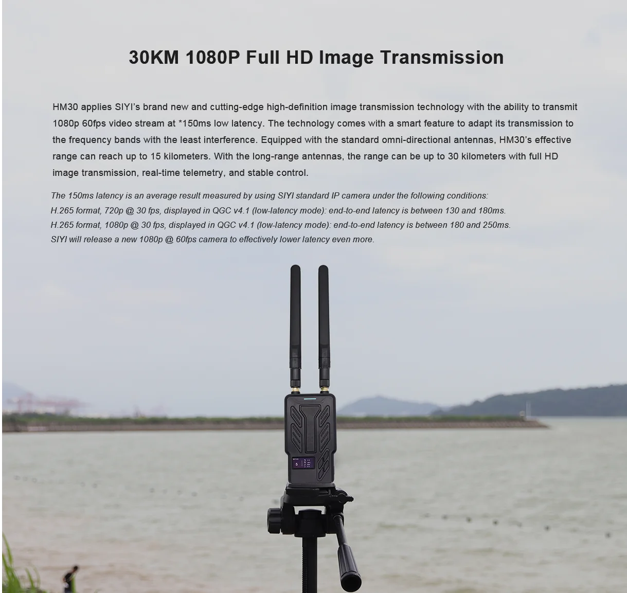 SIYI HM30 Transmitter - Full HD Digital Video Link Radio System Transmitter Remote Control OLED Touchscreen 1080p 60fps 150ms FPV OSD 30KM 25 SIYI HM30 Transmitter, HM3O's effective range can reach up to 15 kilometers with the long-range