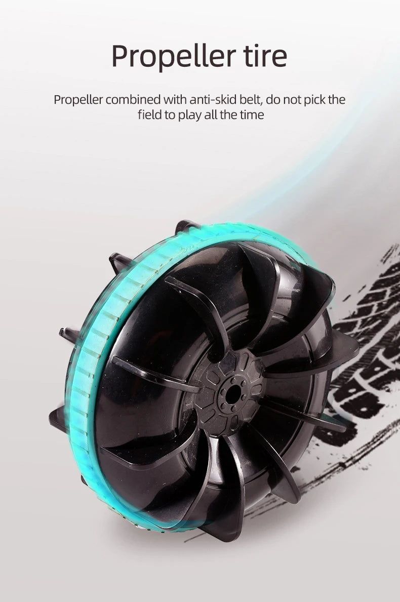 Newest High-tech Remote Control Car, Propeller tire Propeller combined with anti-skid belt; do not pick the field to