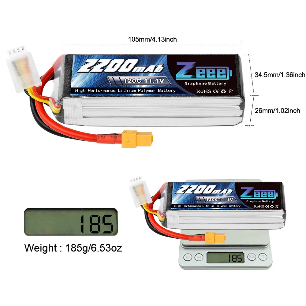 2units Zeee Lipo Battery, Graphene Battery High Performance Lithiun Polymer Battery RoHS (€ &